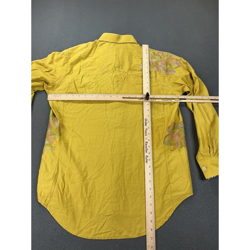 Robert Graham Shirt Mens M Yellow Floral Embroidered Button Up Long Sleeve‎ - Picture 7 of 10